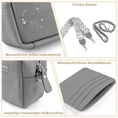 Handy Umhängetasche Echtes Leder Crossbody Bag Schwarz