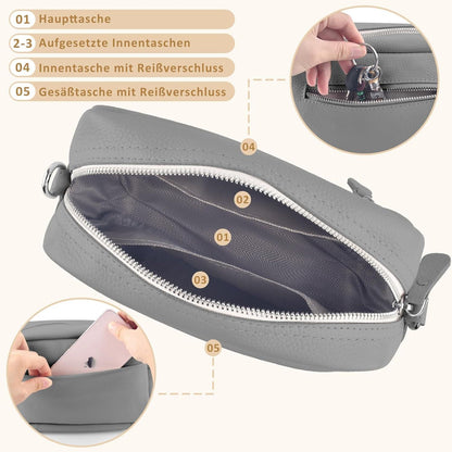 Handy Umhängetasche Echtes Leder Crossbody Bag mit Schultergurt Kartenhalter