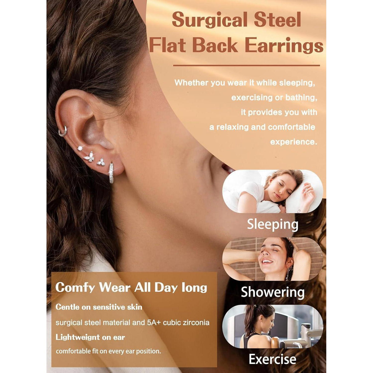 12 Paar Ohrringe Set Gold Silber | Edelstahl Piercing für Damen & Herren