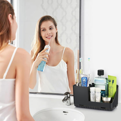 Zahnbürstenhalter mit Abfluss – Badezimmer Organizer Schwarz