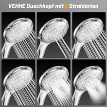Duschkopf mit Schlauch, 6 Strahlarten, Chrom