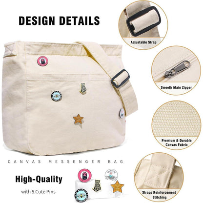Captain Blues Canvas Messenger Bag mit Multi-Pockets, Damen