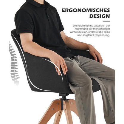 Drehbare Esszimmerstühle Set 4 – Leinen, Massivholz, Schwarz