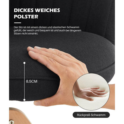 Drehbare Esszimmerstühle Set 4 – Leinen, Massivholz, Schwarz