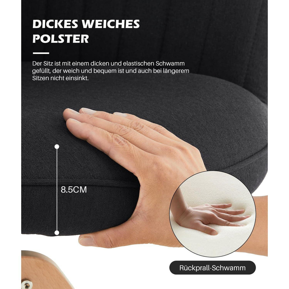 Drehbarer Esszimmerstuhl mit Armlehnen & Leinenbezug Schwarz