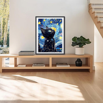 Diamant Painting Sternennacht Katze 5D DIY Bild Erwachsene