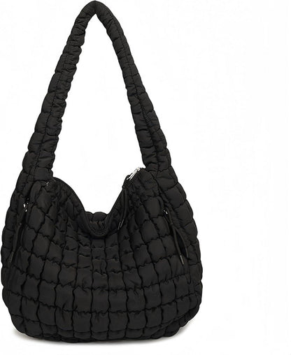 Große Puffer Schultertasche Damen Umhängetasche Reißverschluss
