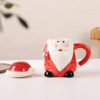 400ml Weihnachtstasse mit Bär & Deckel – Keramik Becher