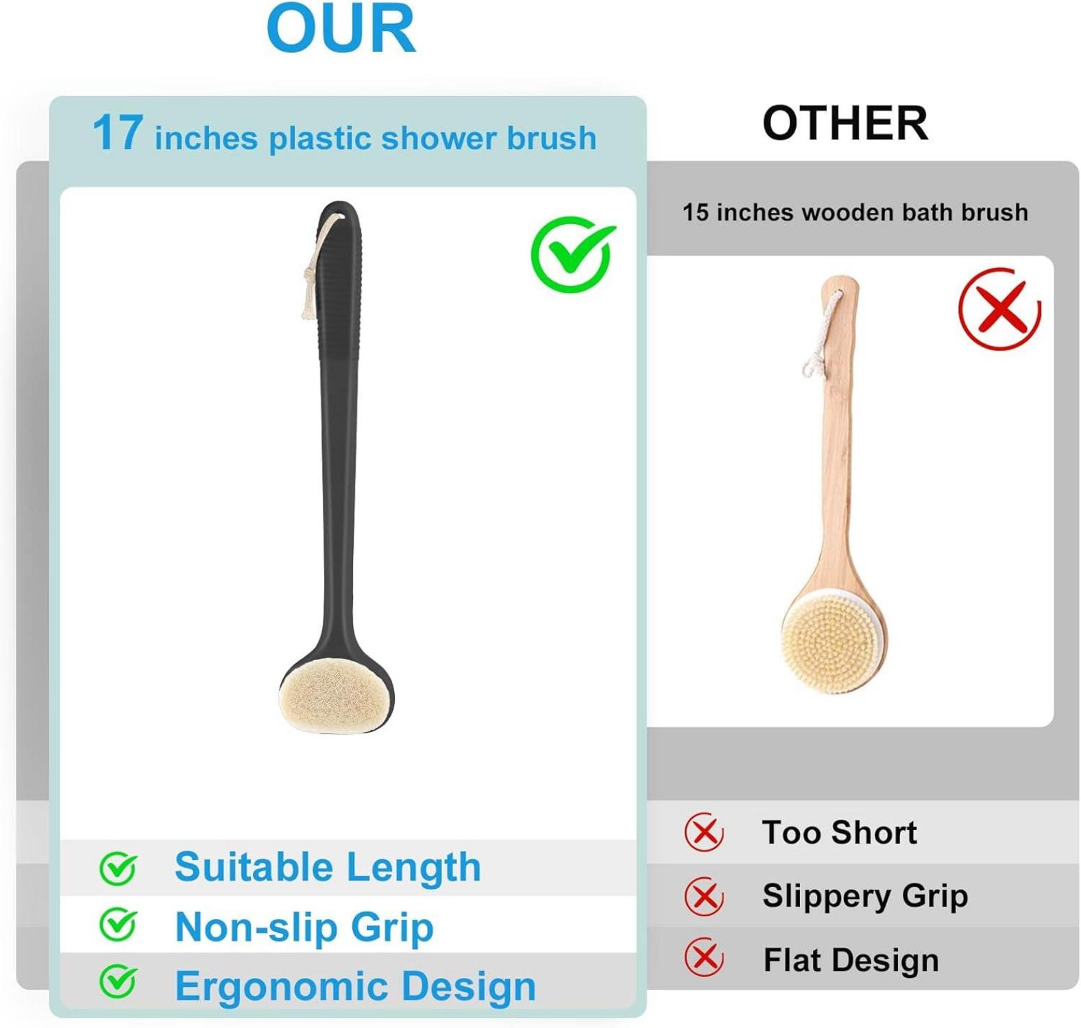 Rückenbürste mit 43 cm Griff, Nass- und