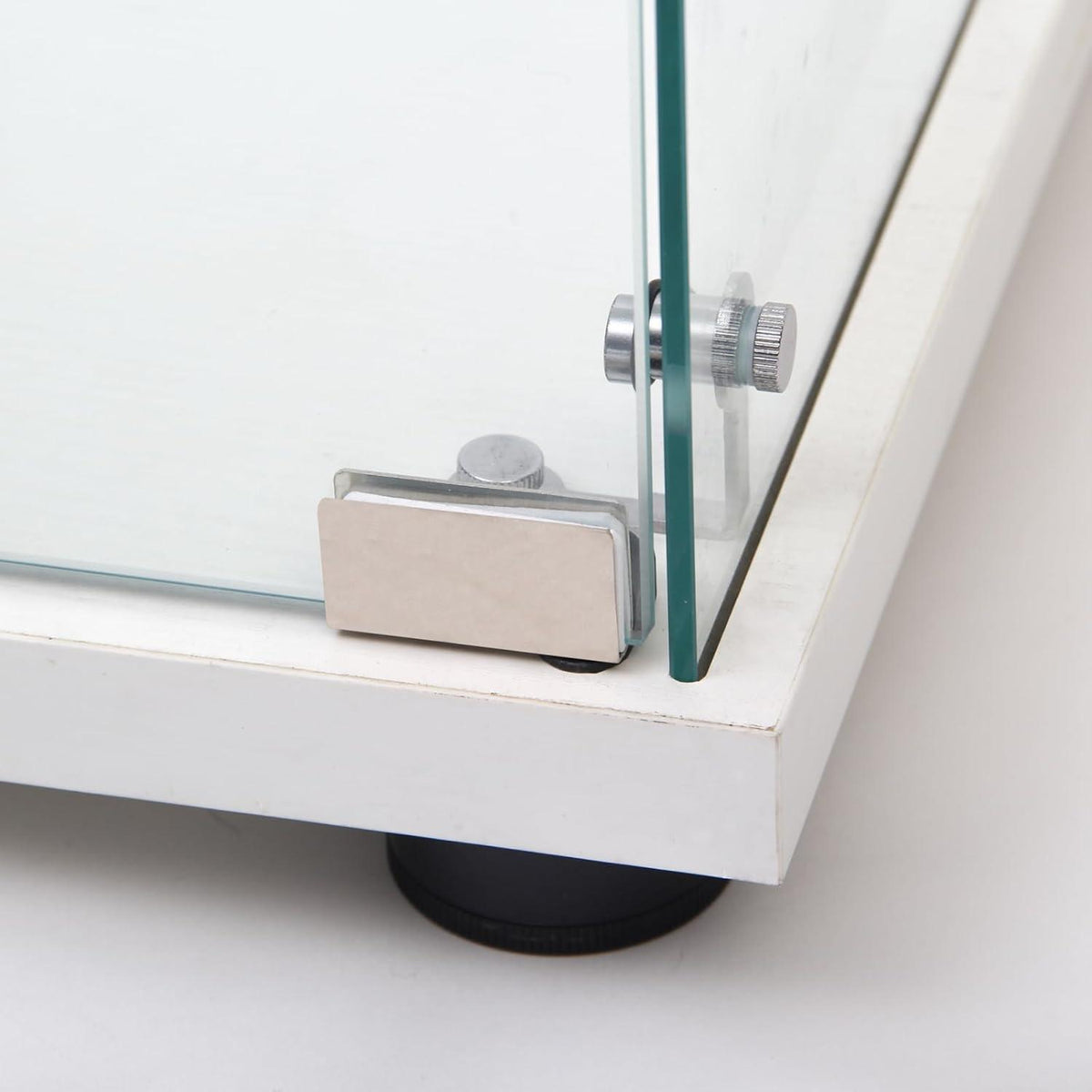 Glasvitrine Weiß 4 Etagen | Moderne Regalkabine für Wohnzimmer