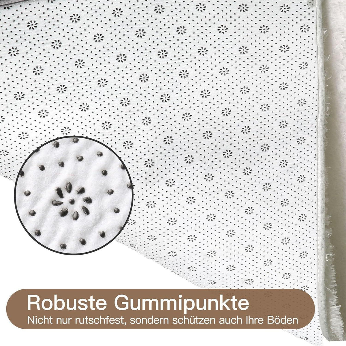 Hochflor Teppich Elfenbeinweiß 160x230 – Flauschiger Wohnzimmerteppich