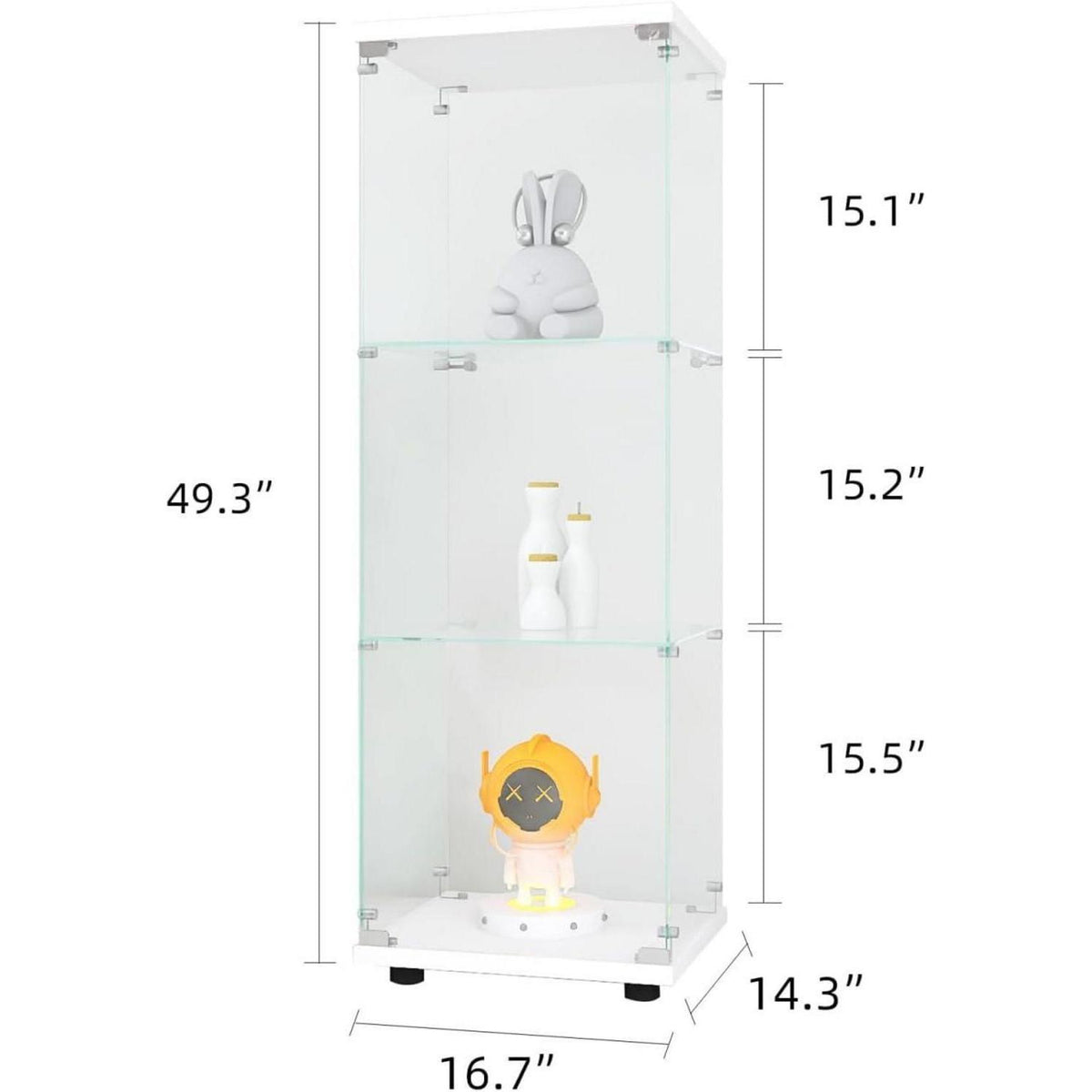 Glasvitrine 3 Etagen Weiß – Moderne Regalkabine für Wohnzimmer