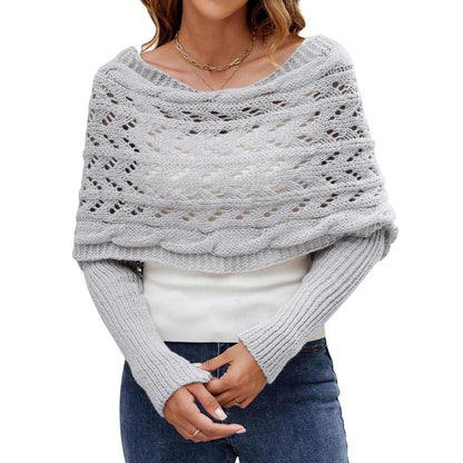 Schal mit Ärmeln Damen Hellgrau | Winter Poncho