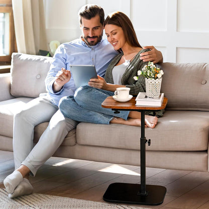 Höhenverstellbarer C-Tisch Beistelltisch für Couch & Bett Schwarz