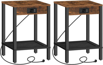 Beistelltische mit Ladestation und USB-Anschlüssen, 2er-Set
