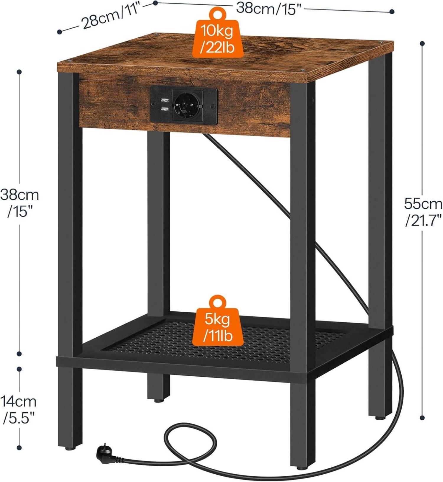Beistelltisch mit Ladestation, Steckdose, 2