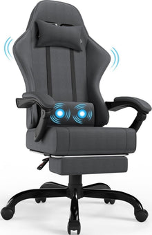 Ergonomischer Gaming Stuhl mit Massage und Fußstütze, 150kg Kapazität