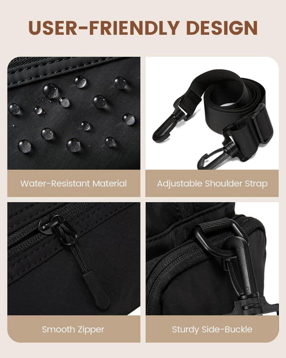 Damen Umhängetasche LOVEVOOK Crossbody Bag Wasserdicht Schwarz