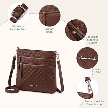Elegante Damen Umhängetasche aus braunem PU-Leder