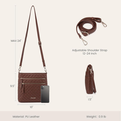 Damen Umhängetasche Klein Crossbody Bag PU Leder Schultertasche Braun