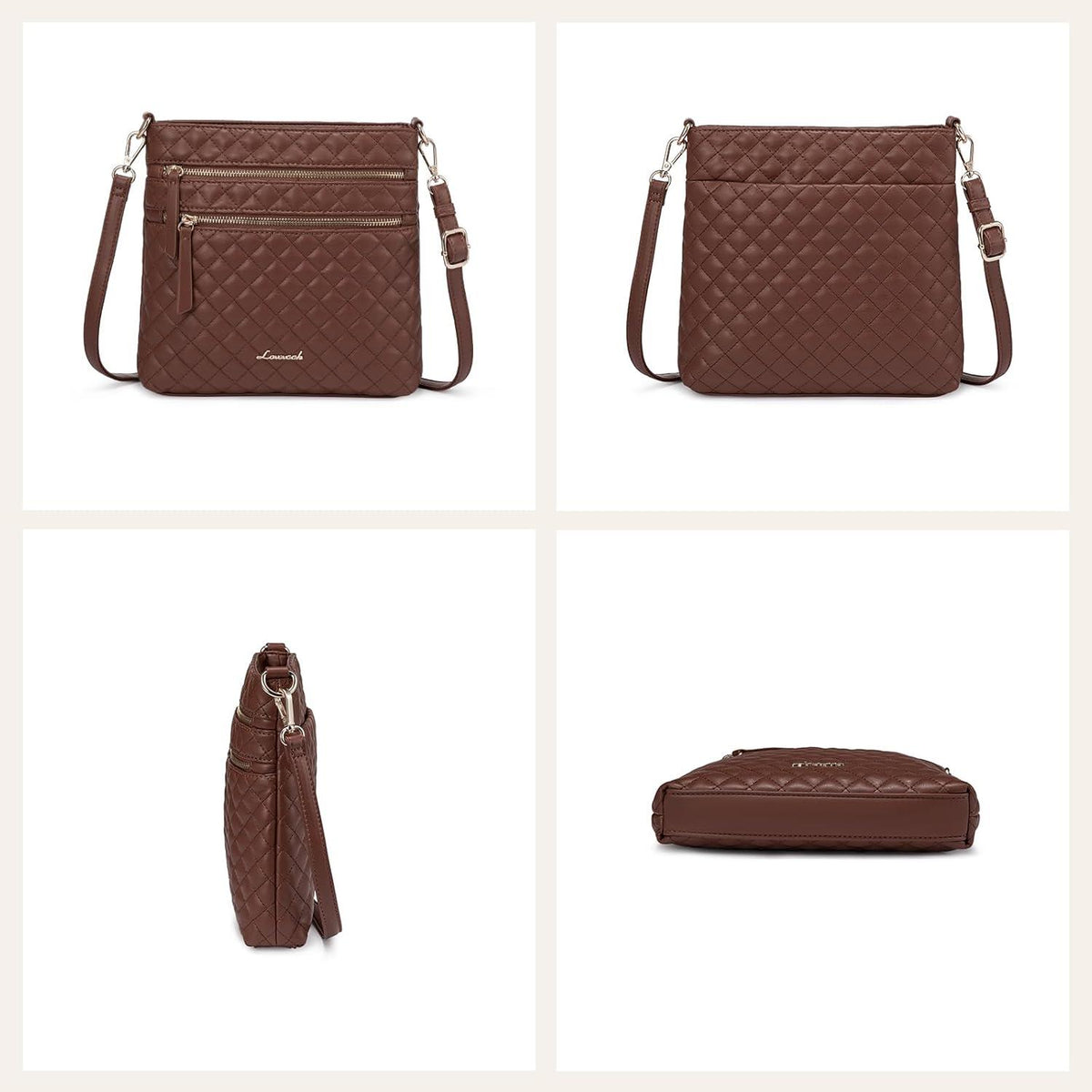 Damen Umhängetasche Klein Crossbody Bag PU Leder Schultertasche Braun
