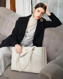 Große Laptoptasche Damen 15,6 Zoll Wasserdicht Beige