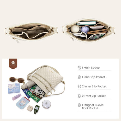 Elegante Damen Umhängetasche in Lederoptik Schwarz
