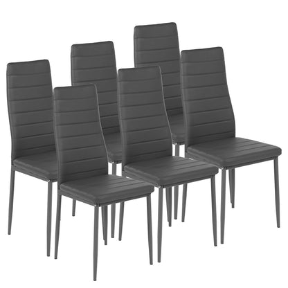 6x Esszimmerstühle Grau – Gepolsterte Sitzfläche & Metallbeine