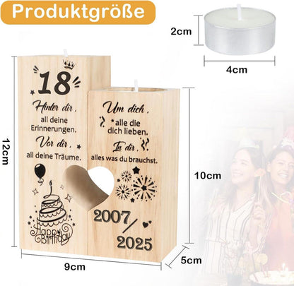 Holz Kerzenständer Personalisiert 18. Geburtstag Mädchen Junge