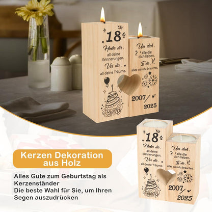 18. Geburtstag Kerzenständer Holz Personalisiert Mädchen Junge