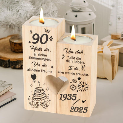Deko Kerzenständer Holz Personalisiert 90 Geburtstag Geschenk