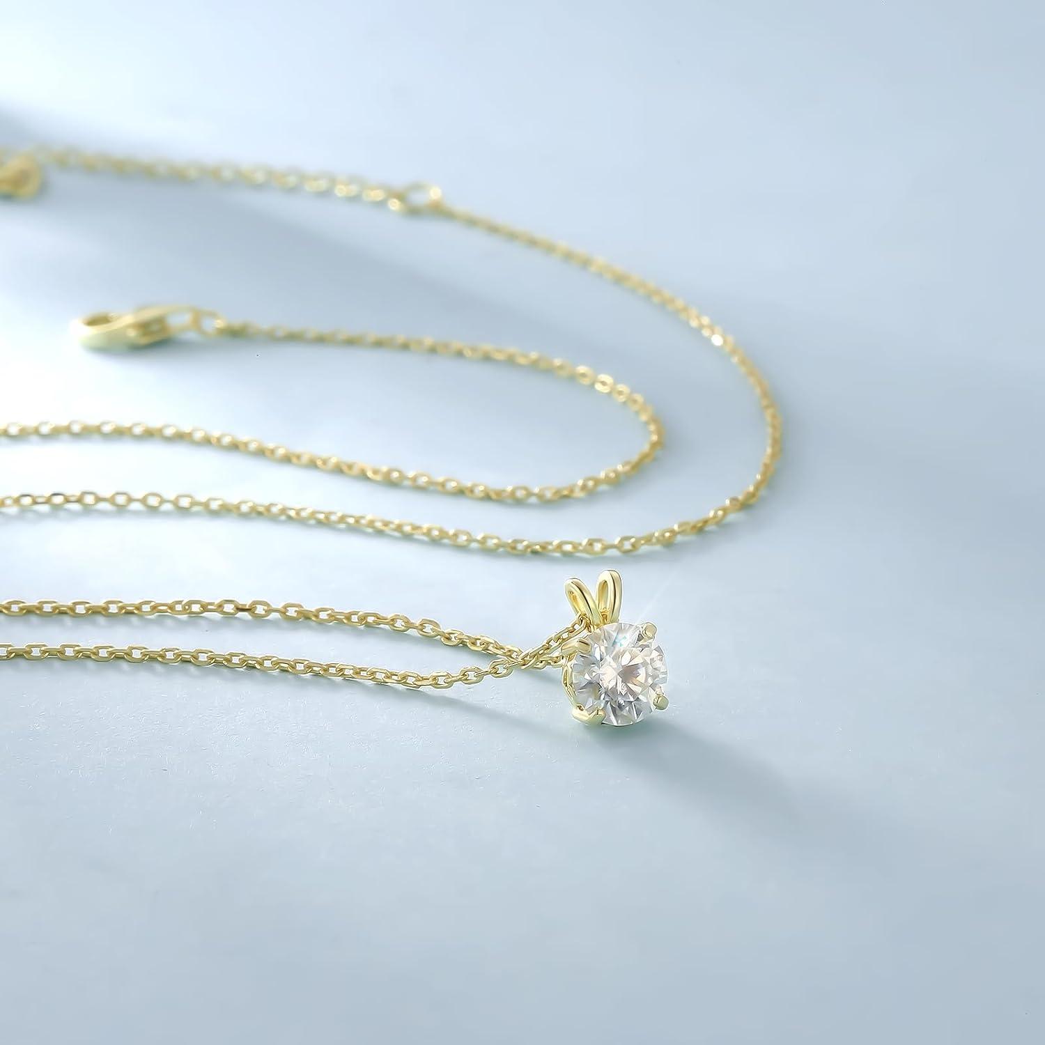 Moissanite Anhänger Kette Silber 925 Damen 1 Karat VVS1 D Gold