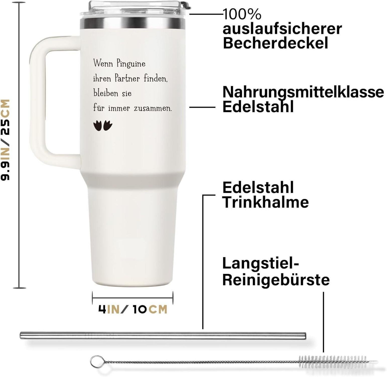 Pinguin Trinkflasche 40 oz Partner Geschenk für Ihn/Sie