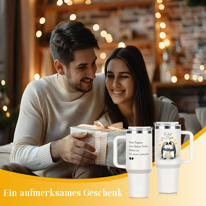 Giftasy Jahrestag Trinkflasche für Paare 40oz Pinguin Geschenk Ich liebe Dich