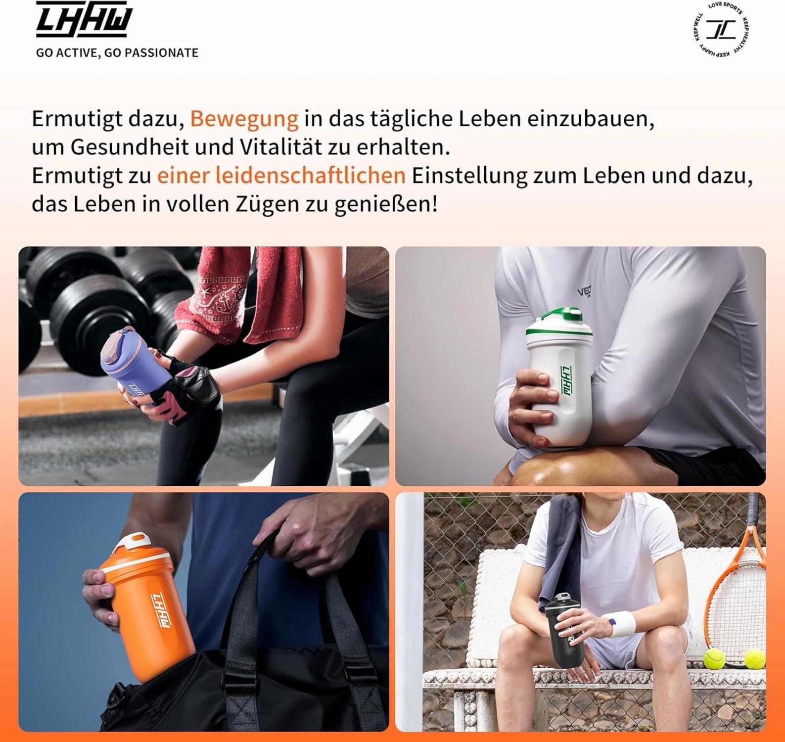 Protein Shaker Edelstahl 500ml auslaufsicher BPA-frei