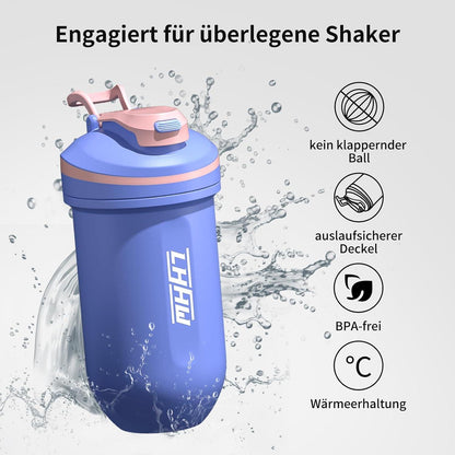 Protein Shaker Edelstahl 500ml - BPA frei auslaufsicher kalt halten