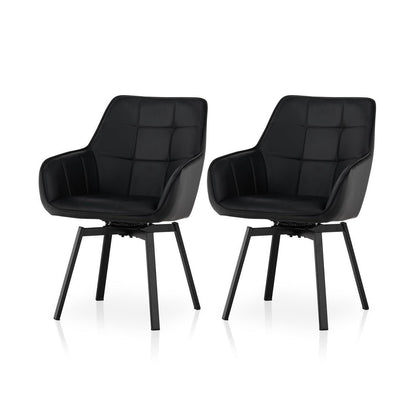 Drehbare Esszimmerstühle 2er Set Schwarz – & Komfort in Lederoptik