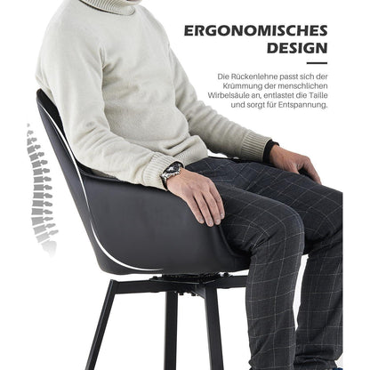 Drehbare Esszimmerstühle 2er Set Schwarz – & Komfort in Lederoptik