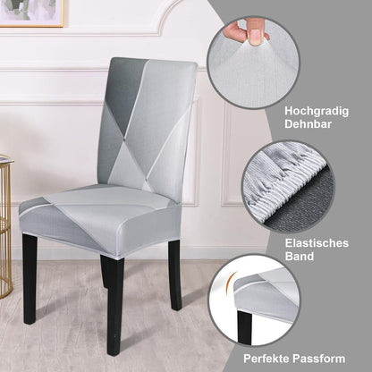 Stretch Stuhlhussen Set Grau – Abnehmbar & Waschbar