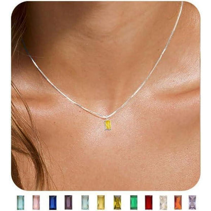 Geburtsstein Kette 925 Sterling Silber vergoldet Damen