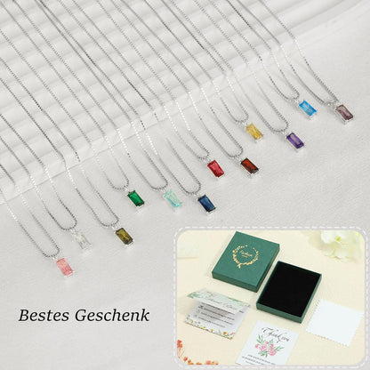 Geburtsstein Kette 925 Sterling Silber vergoldet Damen