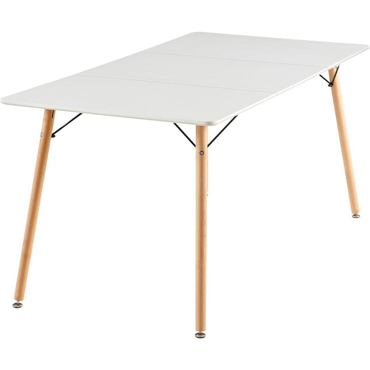 Rechteckiger Esstisch Weiß 160x80cm – Buchenholzbeine
