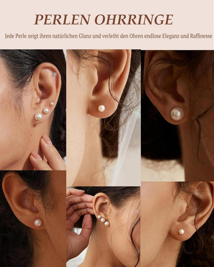 Perlen Ohrringe Silber 925 Damen Süßwasserperlen Ohrstecker Gold Stecker Ohrringe mit Perle hypoallergen 5mm