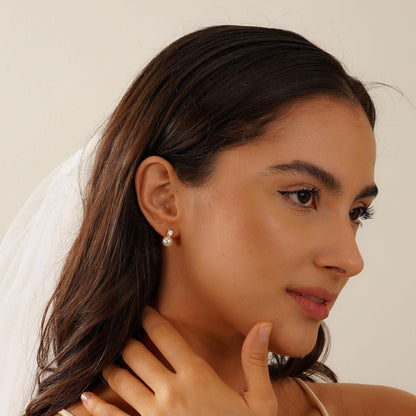 Perlen Ohrringe Damen Weiße Süßwasserperlen 925 Silber Ohrstecker