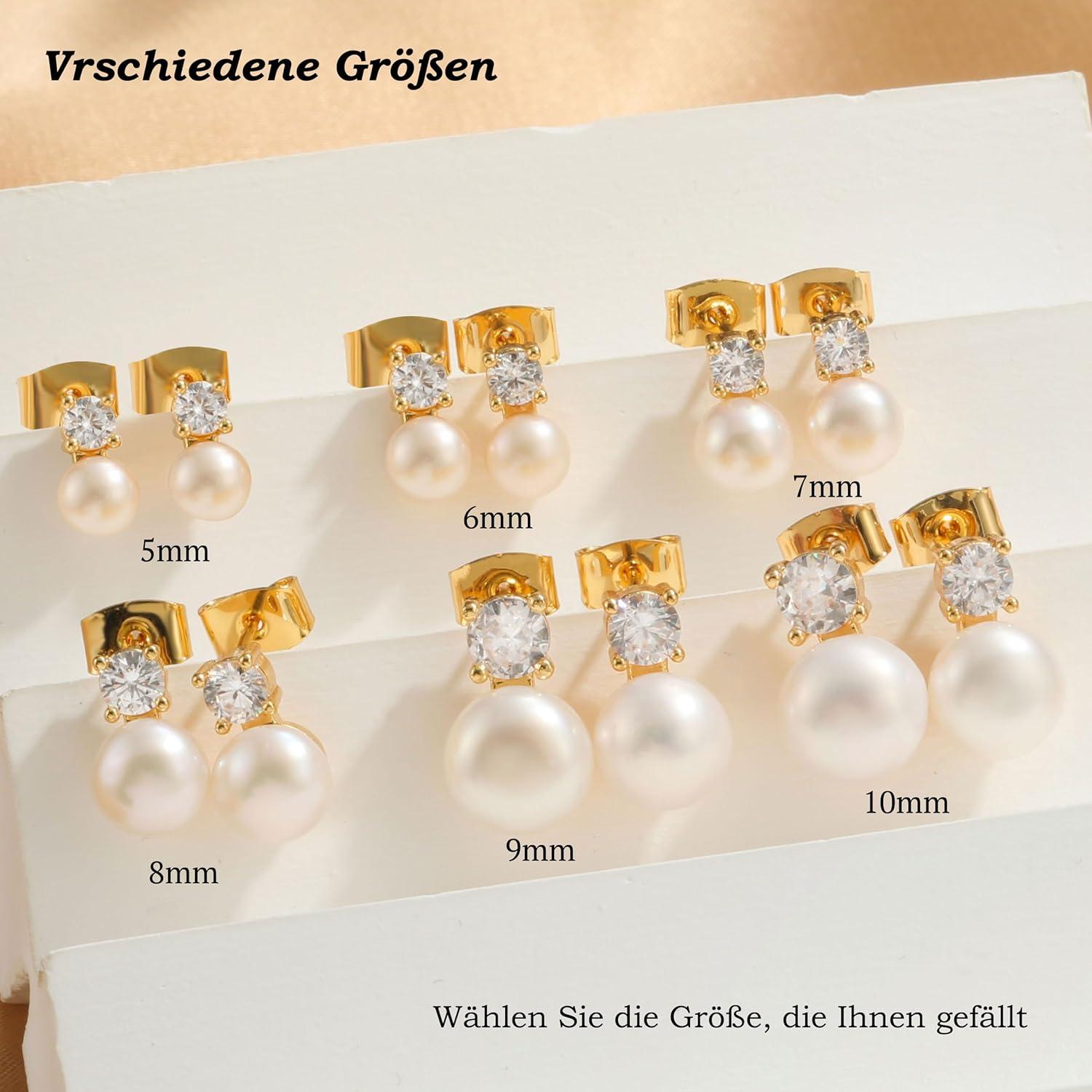 Perlen Ohrringe Silber 925 Stecker Weiße Süßwasserperlen Ohrstecker