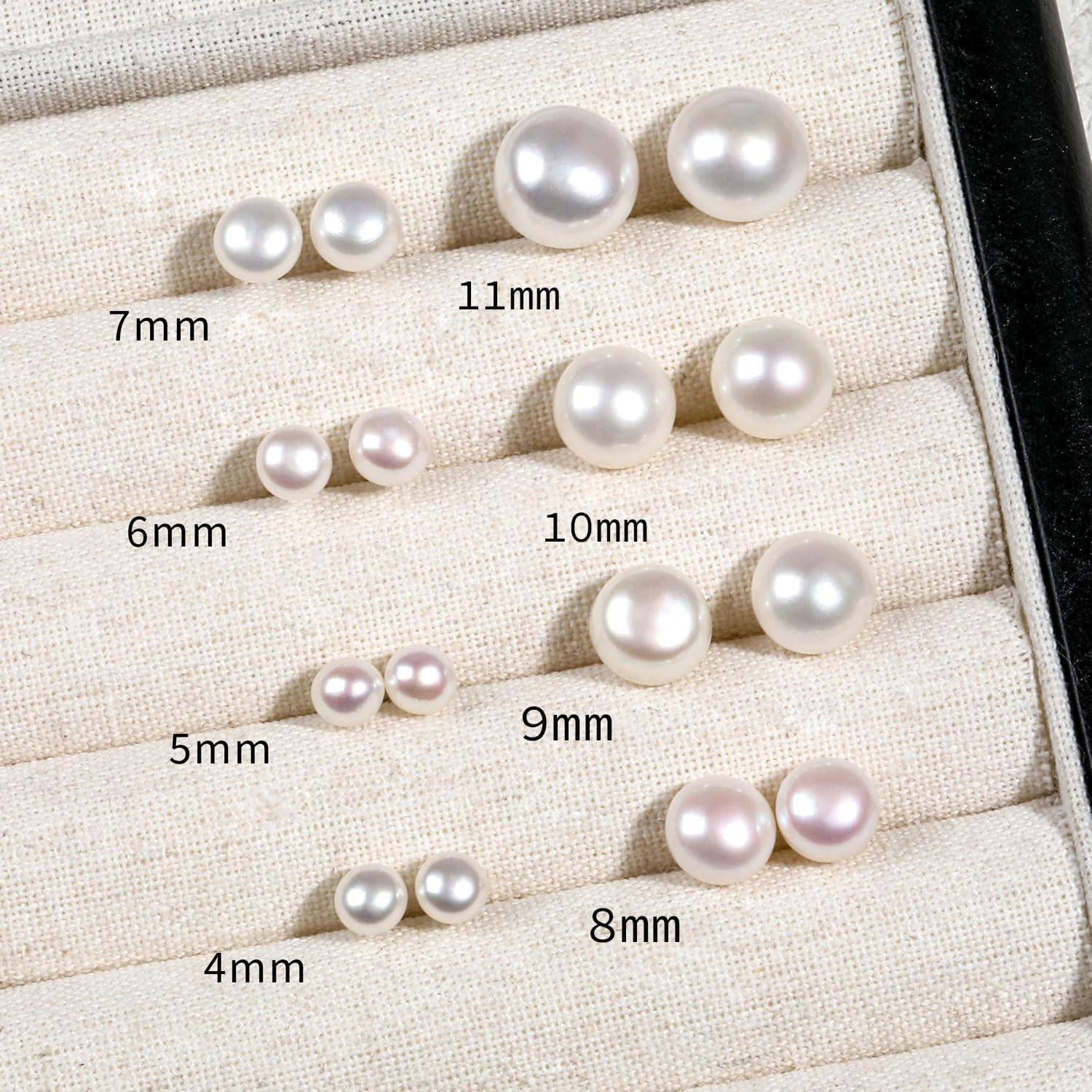 Perlen Ohrringe Damen 925 Silber Weiße Süßwasserperlen Ohrstecker Gold 6mm
