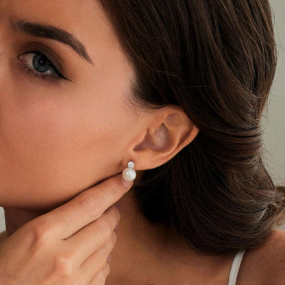 Perlen Ohrringe 925 Silber Damen Weiße Süßwasserperlen Ohrstecker Gold Hypoallergen