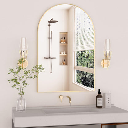 Gewölbter Wandspiegel Gold 60x90 cm – Badezimmer & Deko