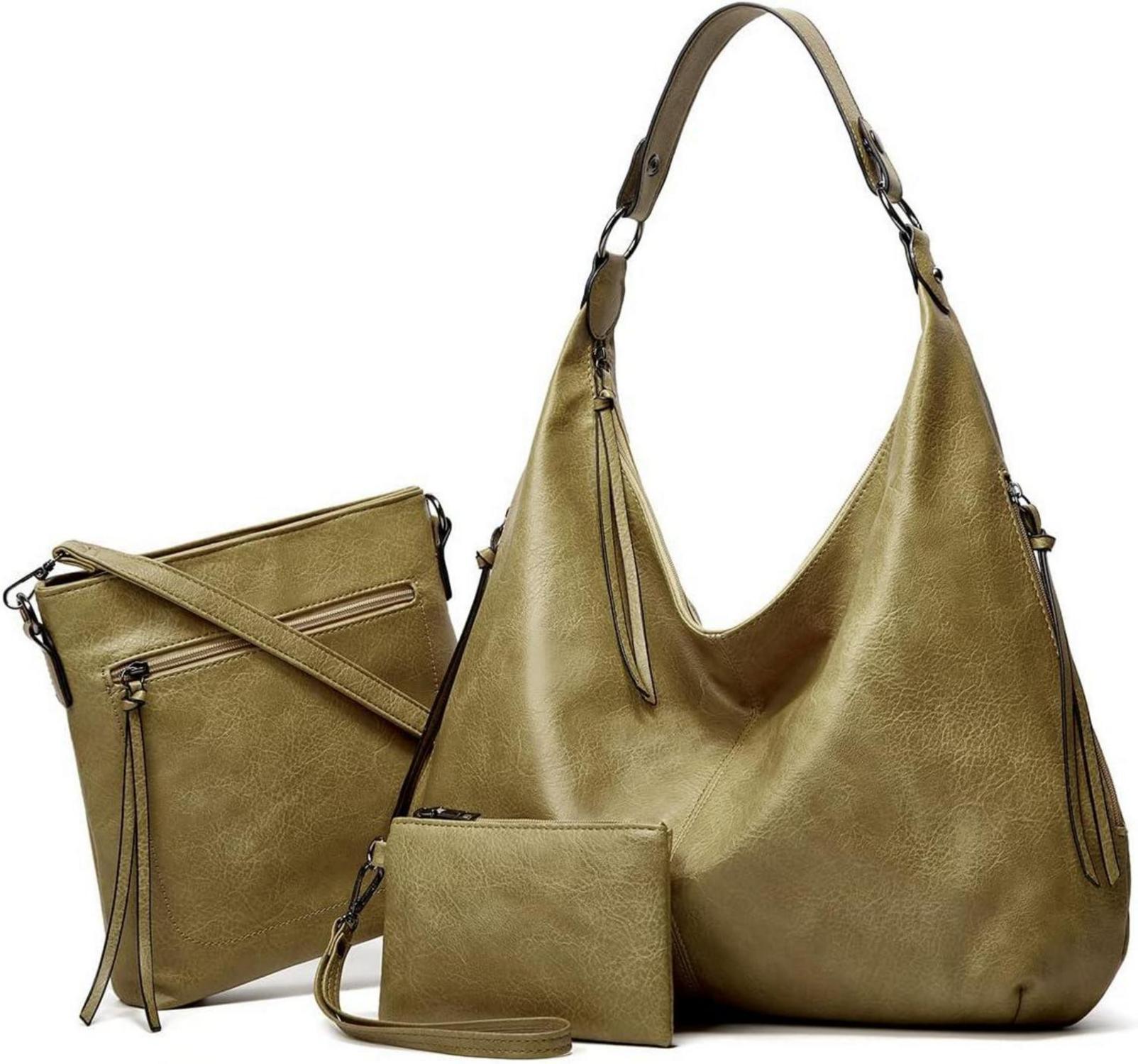 Pahajim Damen Handtaschen Set Leder Shopper Hobo Umhängetasche
