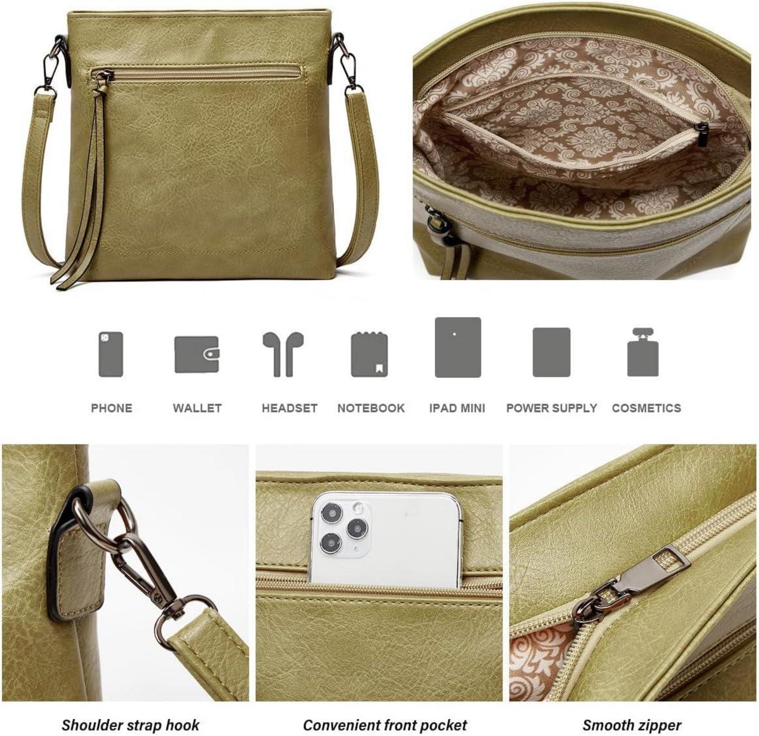 Pahajim Damen Handtasche Leder Set Umhängetasche Shopper